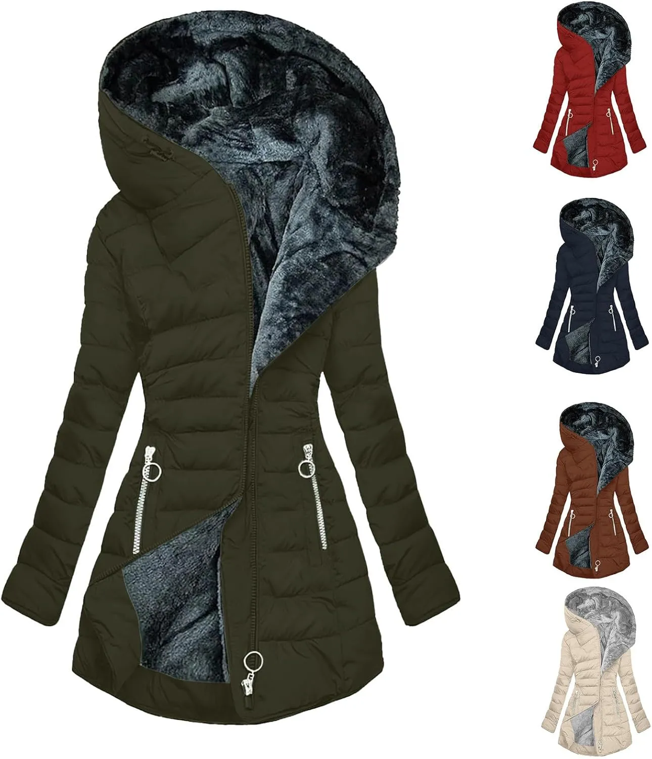 Long Winter Coats for Women Waterproof Fleece Lined Warm Long Puffer Jacket Thicken Parka Outwear With Fur Hood