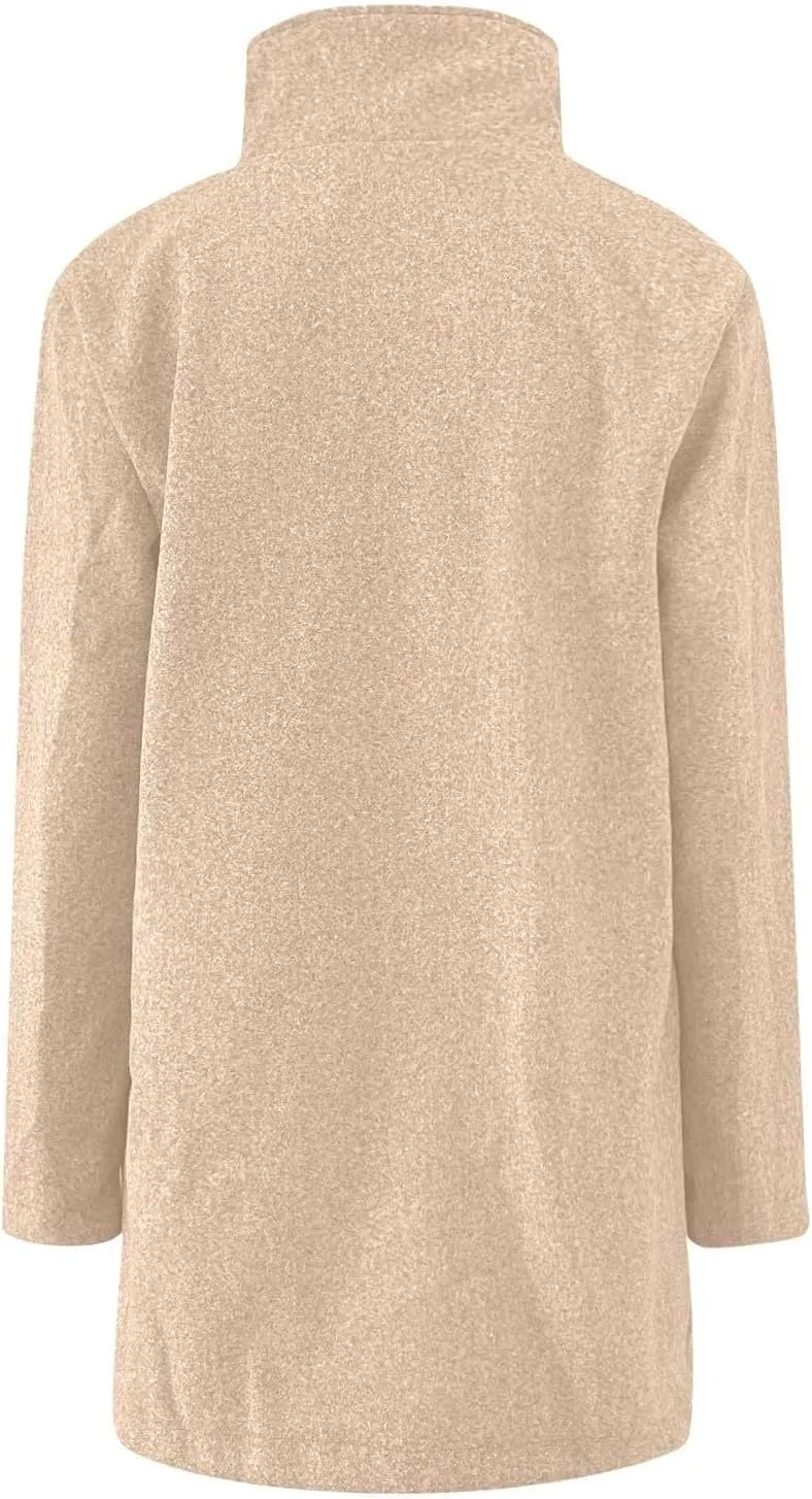Long Wool Coats Women Thicken Wool Blend Stand Collar Single Breasted Pea Jacket Cute Winter Peacoat