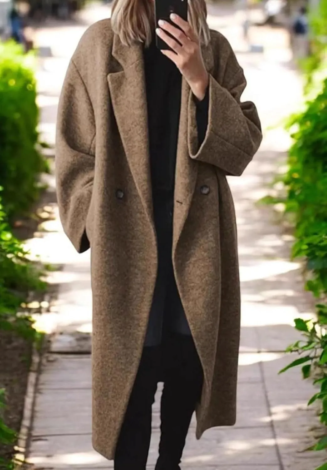 loveimgs Women Winter Long Wool Pea Coat Trench Coat Woolen Jacket Button Down Peacoat Overcoat