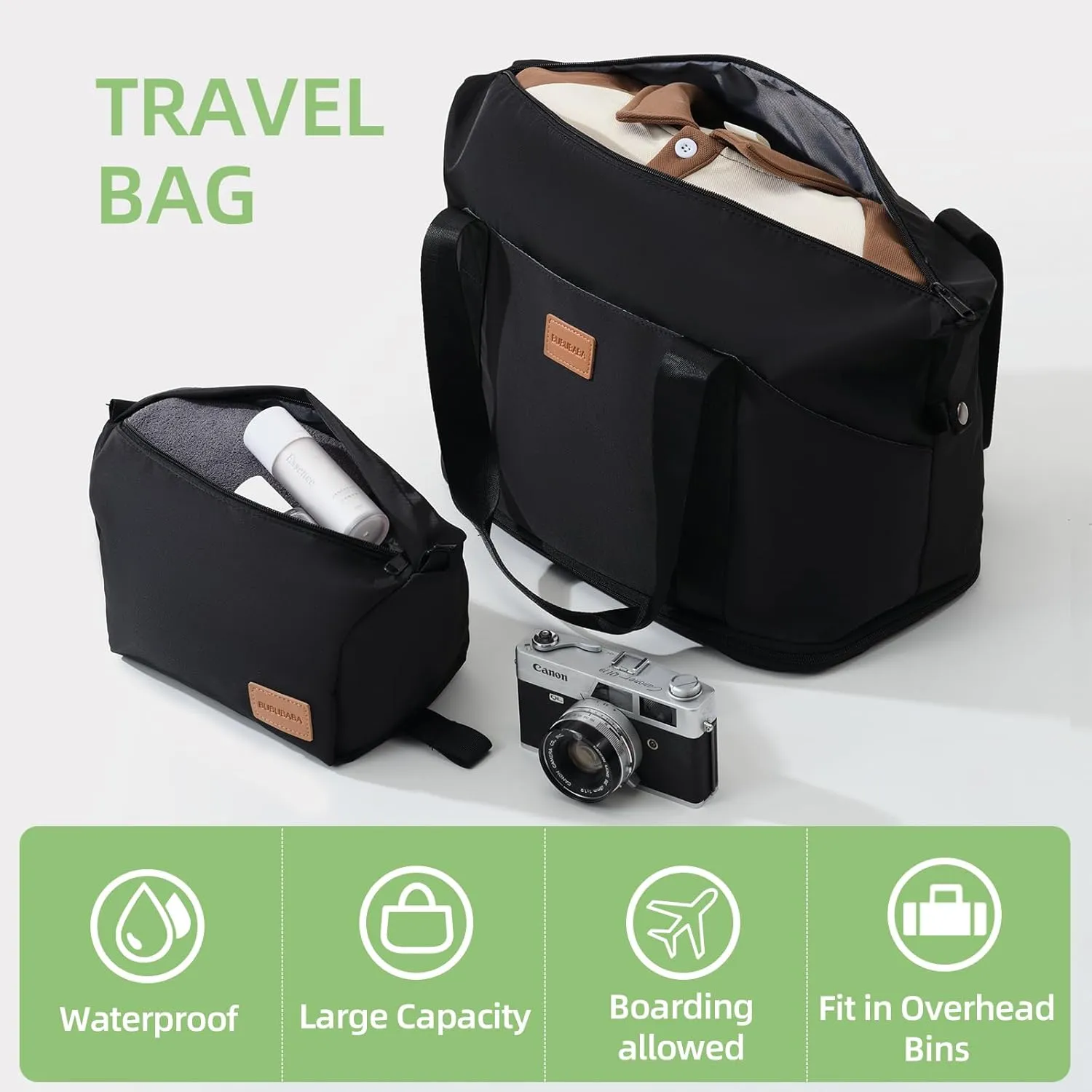 Luggage 20 Inch Set 3 Piece Luggage Set carry on luggage with wheels for Travel (Black, 3 piece set-20-Inch)