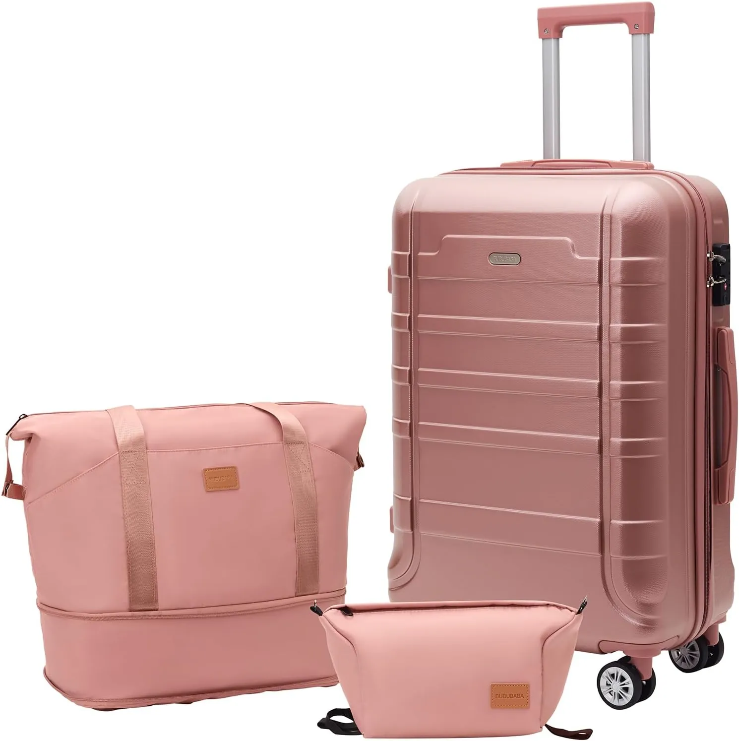 Luggage 20 Inch Set 3 Piece Luggage Set carry on luggage with wheels for Travel (Rose gold, 3 piece set-20-Inch)