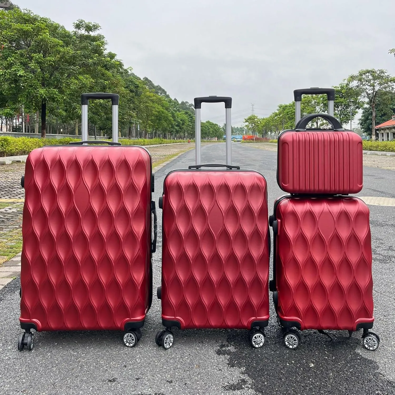 Luggage 4 Piece Set Suitcase Set 14 20 24 28 Inch Hard Shell Luggage Set with Telescopic Handle,4 Spinner Wheels and TSA Lock, Luggage Suitcase Set Wine Red 4pcs