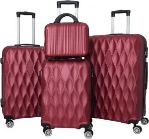 Luggage 4 Piece Set Suitcase Set 14 20 24 28 Inch Hard Shell Luggage Set with Telescopic Handle,4 Spinner Wheels and TSA Lock, Luggage Suitcase Set Wine Red 4pcs
