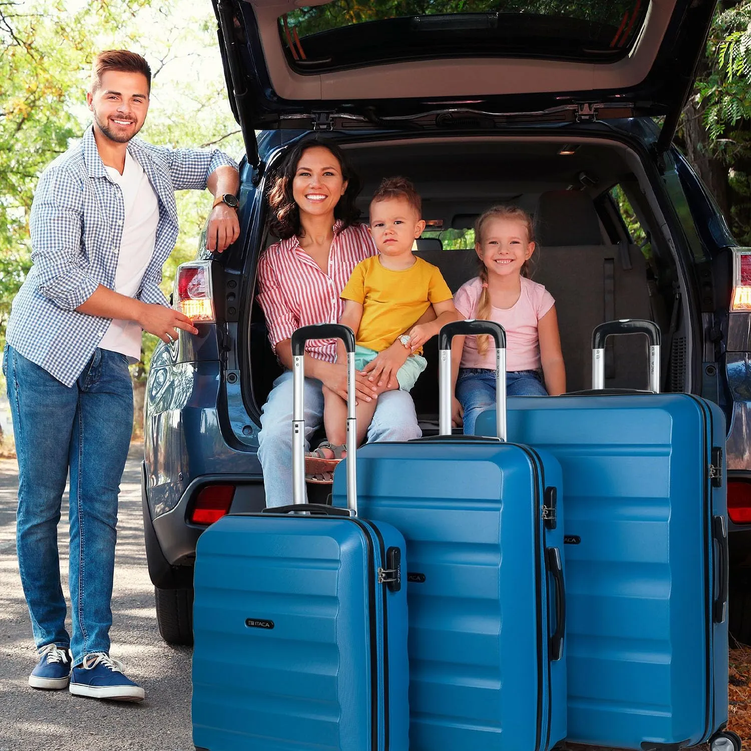 Luggage, Blue (Set 3 Suitcases-t71600), Set 3 suitcases
