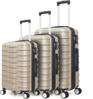 Luggage Set 3 Piece Set Suitcase set Spinner Hard shell Lightweight PC ABS with TSA Lock 20inch 24inch 28inch (gold)