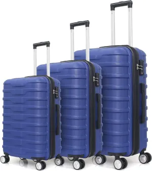 Luggage Set 3 Piece Set Suitcase set Spinner Hard shell Lightweight PC ABS with TSA Lock 20inch 24inch 28inch (navy)