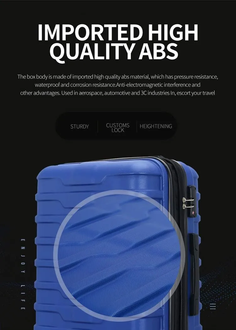 Luggage Set 3 Piece Set Suitcase set Spinner Hard shell Lightweight PC ABS with TSA Lock 20inch 24inch 28inch (navy)