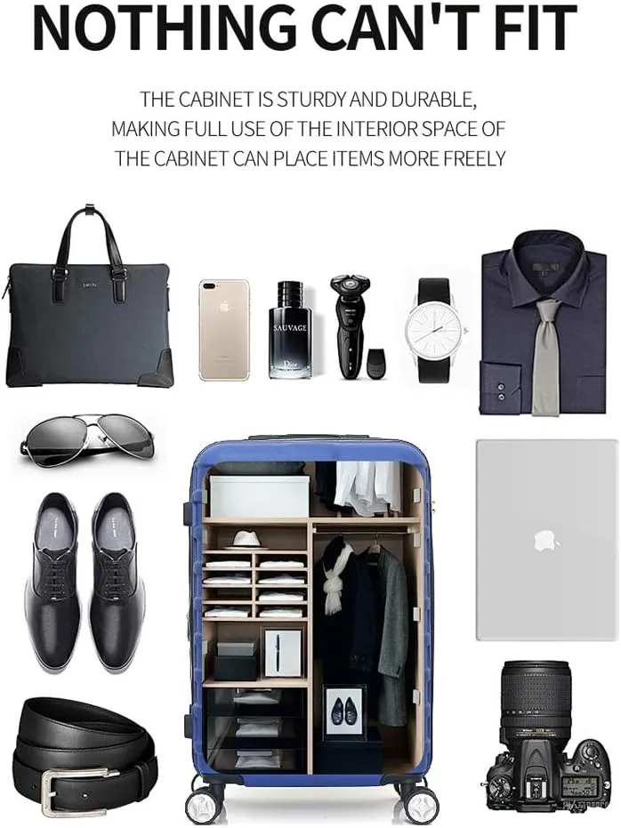 Luggage Set 3 Piece Set Suitcase set Spinner Hard shell Lightweight PC ABS with TSA Lock 20inch 24inch 28inch (navy)