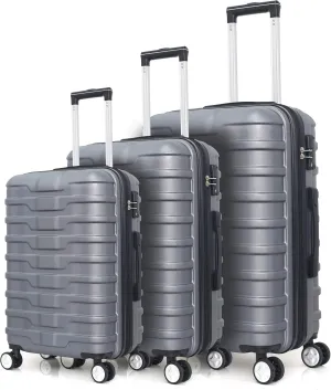 Luggage Set 3 Piece Set Suitcase set Spinner Hard shell Lightweight PC ABS with TSA Lock 20inch 24inch 28inch (silver)