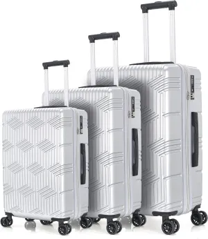 Luggage Set 3 Piece Set Suitcase set Spinner Hard shell Lightweight PC ABS with TSA Lock 20inch 24inch 28inch (silver)