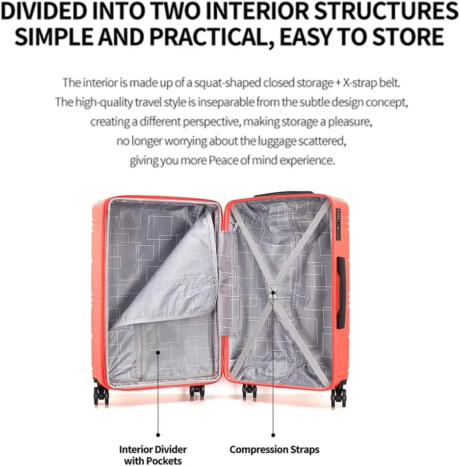 Luggage Set 3 Piece Set Suitcase set Spinner Hard shell Lightweight PC ABS with TSA Lock 20inch 24inch 28inch (silver)