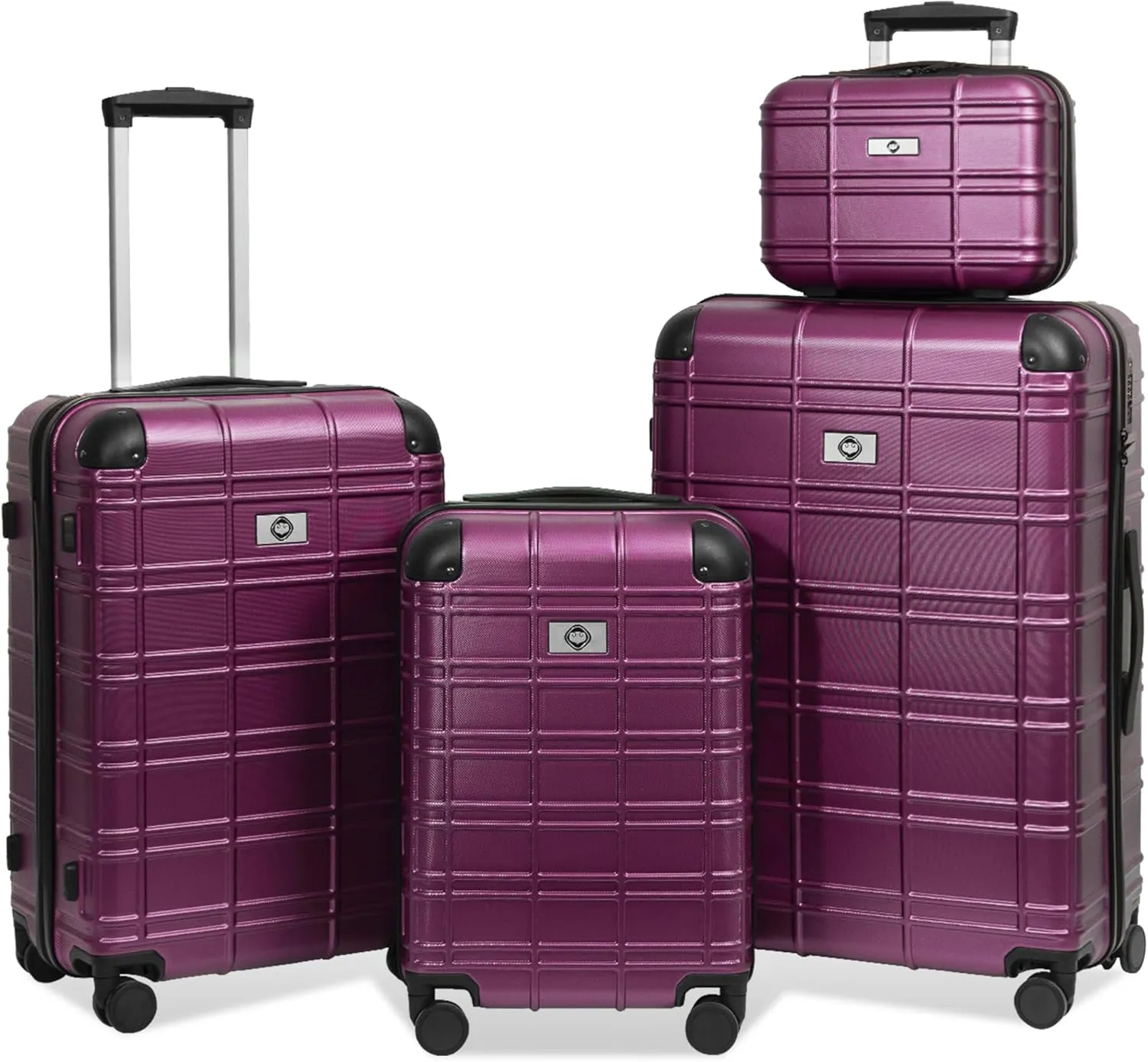 Luggage Set Hardshell Durable Lightweight 4-Piece Set with Spinner Wheels, Various Sizes, Purple