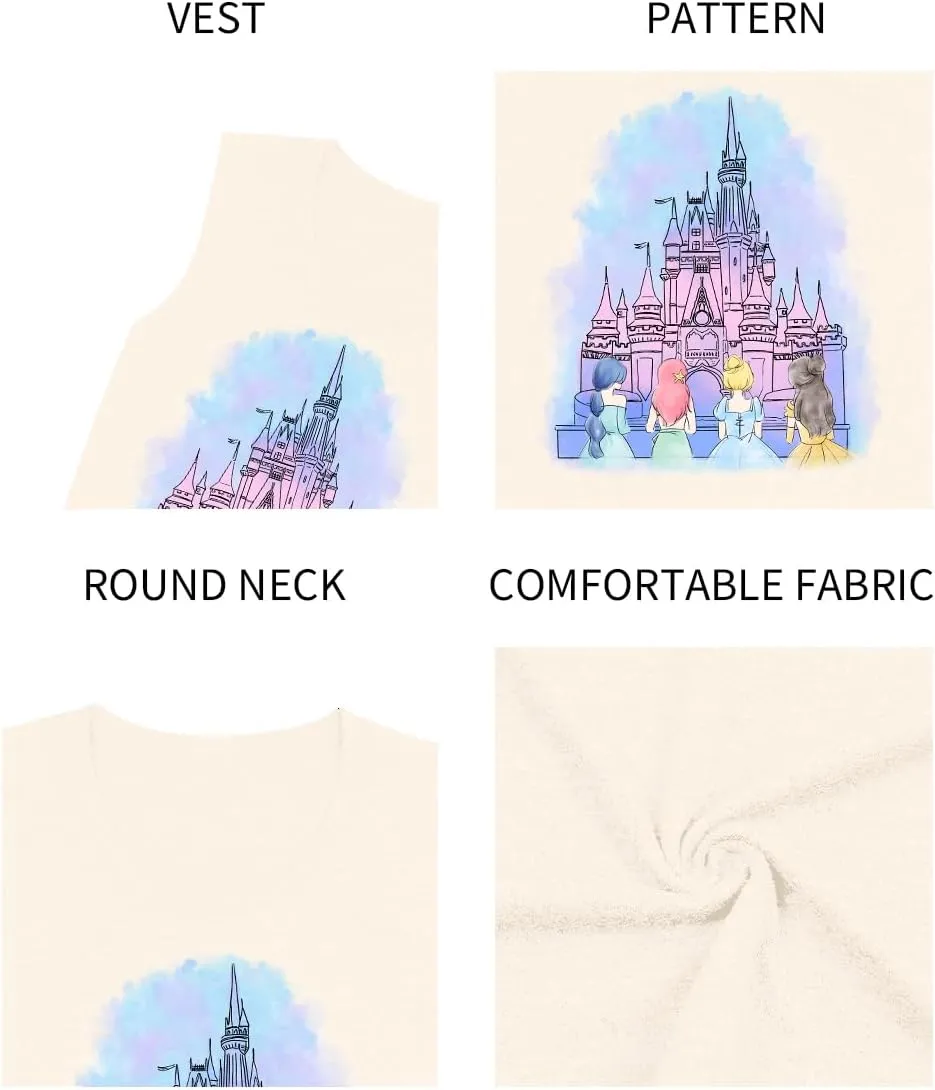 Magic Castle Tank Top for Women Magic Kingdom Graphic Shirt Tops Summer Vacation Vest