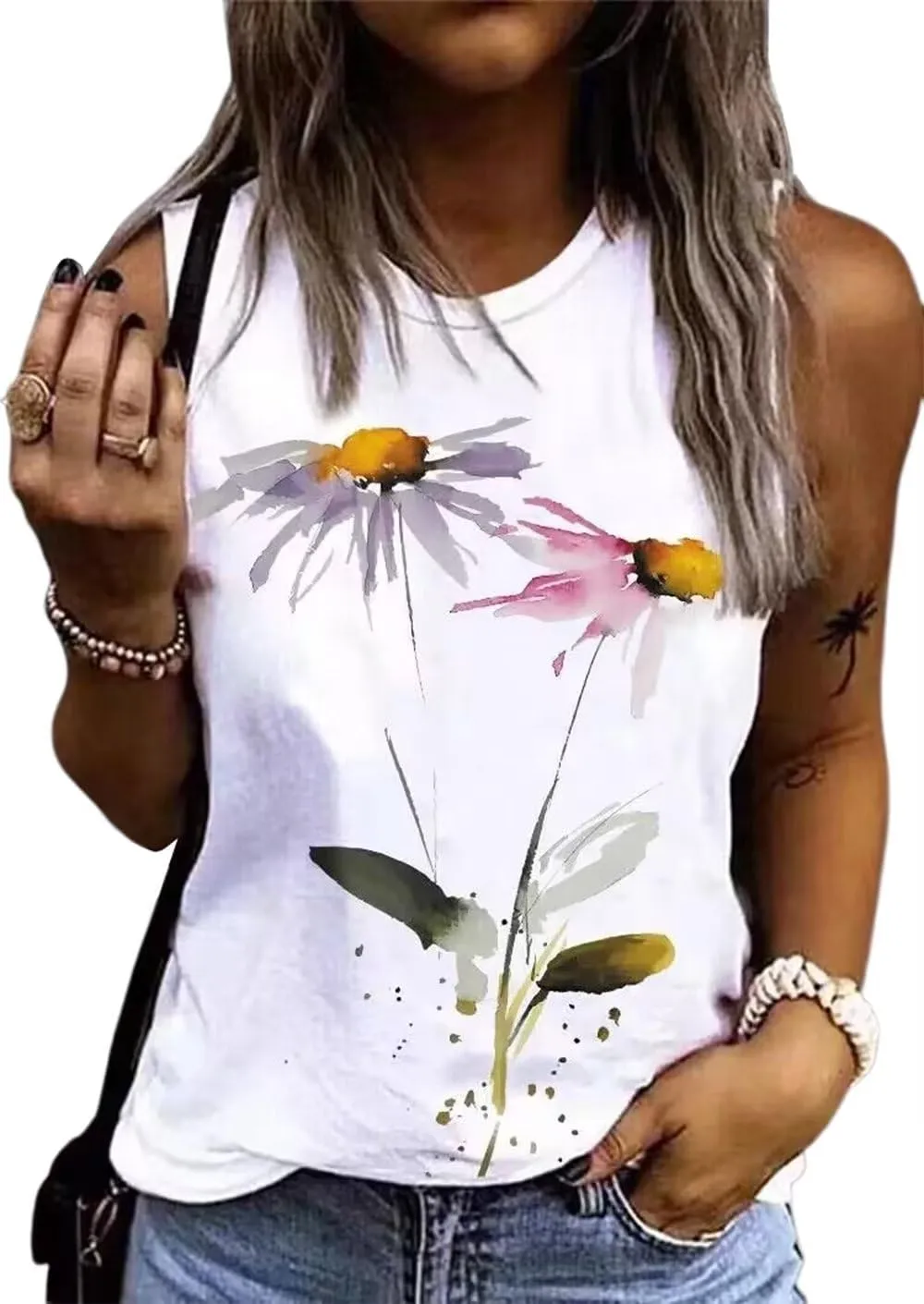 Mandala Tank Tops for Women Lotus Flower Vintage Graphic Shirt Vest Summer Casual Vacation Mandala Tank Tee Cami