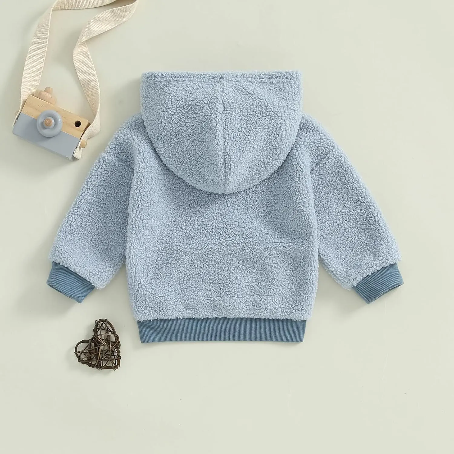Mandizy Toddler Baby Girl Boy Winter Clothes Fleece Jacket Hoodie Coat Warm Furry Hooded Jumper Outerwear Tops