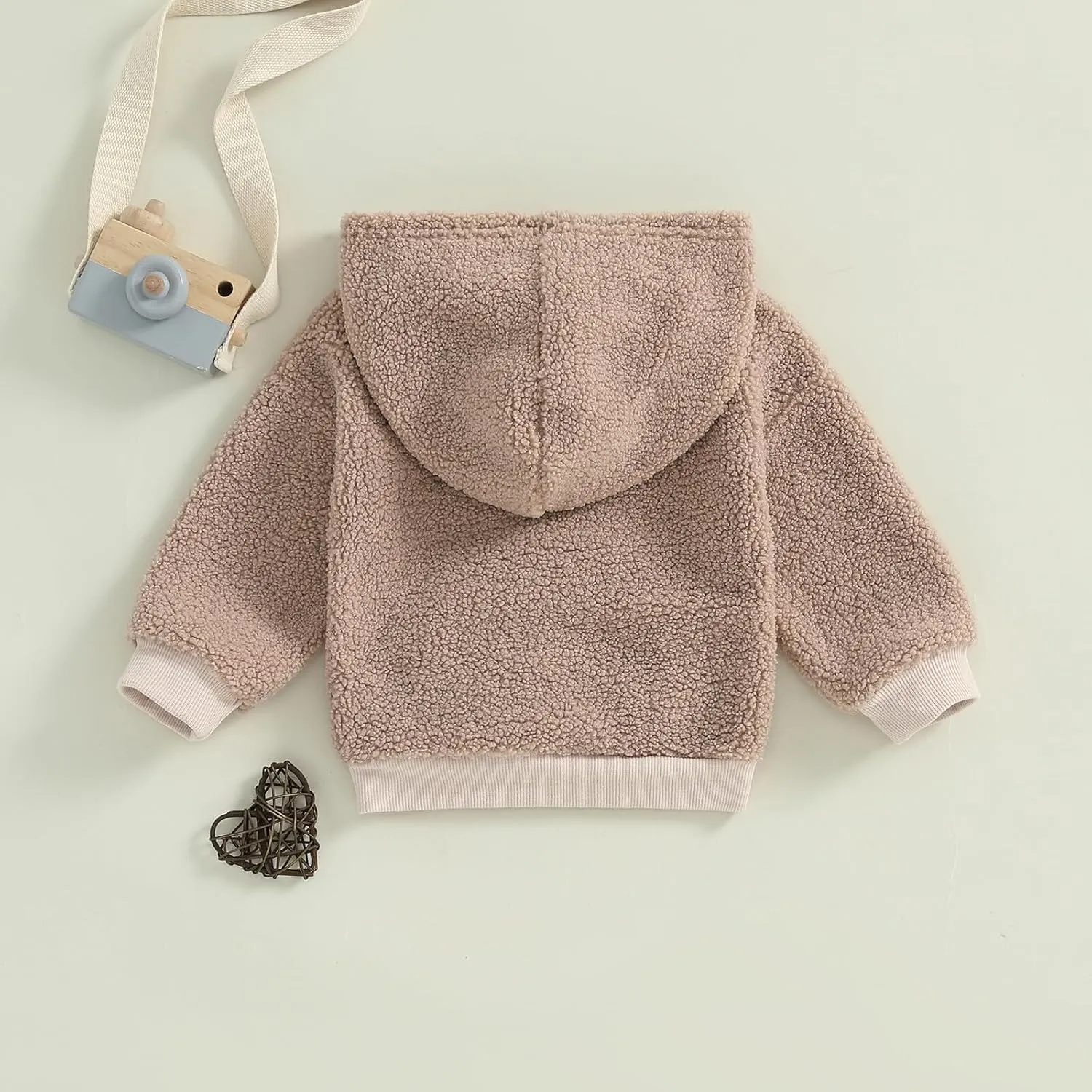 Mandizy Toddler Baby Girl Boy Winter Clothes Fleece Jacket Hoodie Coat Warm Furry Hooded Jumper Outerwear Tops
