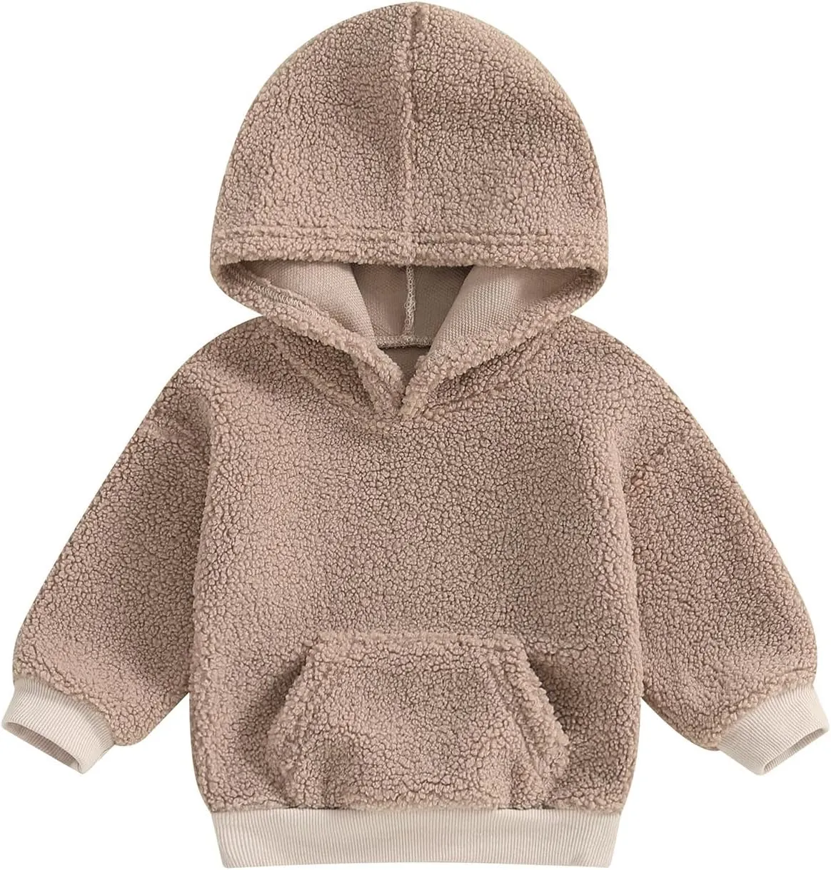 Mandizy Toddler Baby Girl Boy Winter Clothes Fleece Jacket Hoodie Coat Warm Furry Hooded Jumper Outerwear Tops