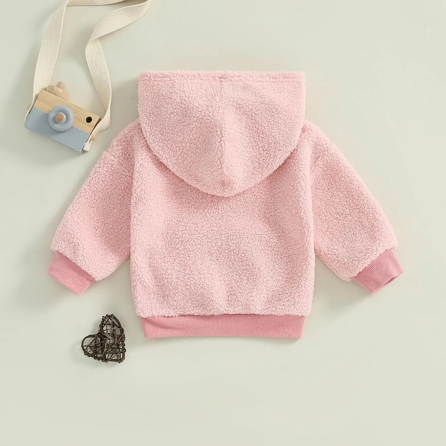Mandizy Toddler Baby Girl Boy Winter Clothes Fleece Jacket Hoodie Coat Warm Furry Hooded Jumper Outerwear Tops