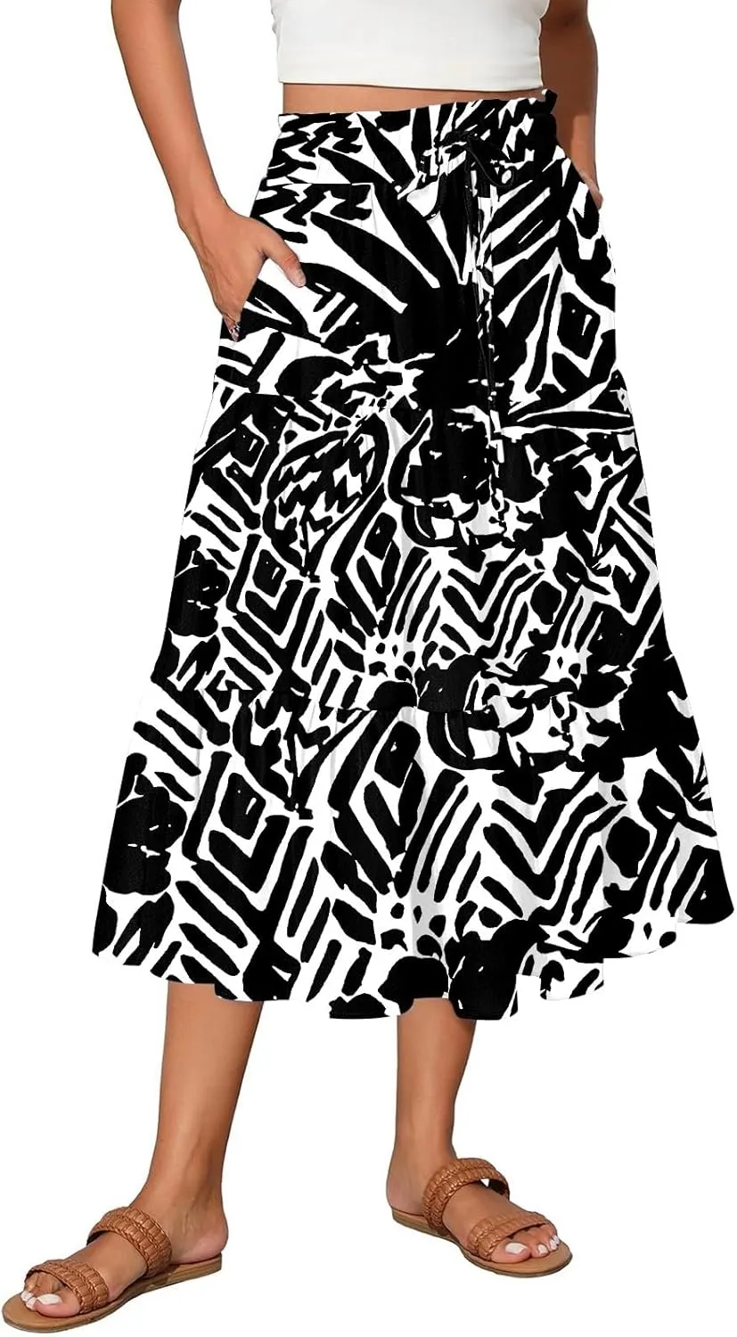 Maternity Maxi Skirt for Women High Waist A-Line Flowy Boho Maxi Skirt Summer