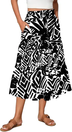 Maternity Maxi Skirt for Women High Waist A-Line Flowy Boho Maxi Skirt Summer