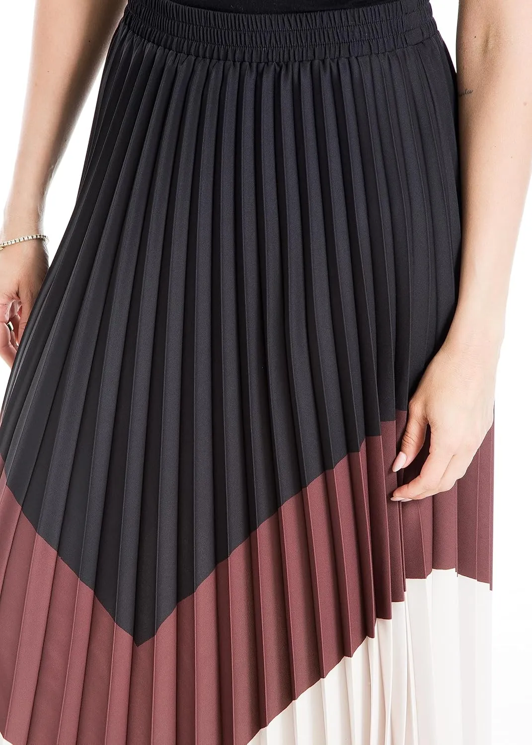 Max Studio Women's Colorblock Pleated Maxi Skirt