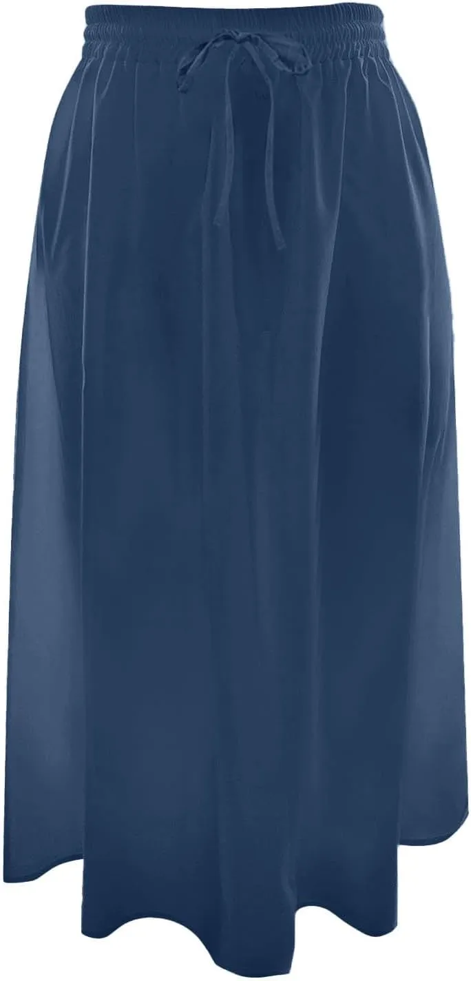 Maxi Skirts for Women 2025 Elegant Boho Pleated Skirt Elastic High Waisted Casual Summer Pockets A Line Dresses Outfits