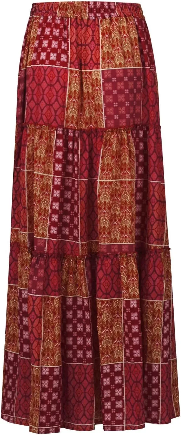 Maxi Skirts,Pleated Flowy Long Skirts for Women 2025 High Waisted Womens Boho Maxi Skirt with Pockets Trendy