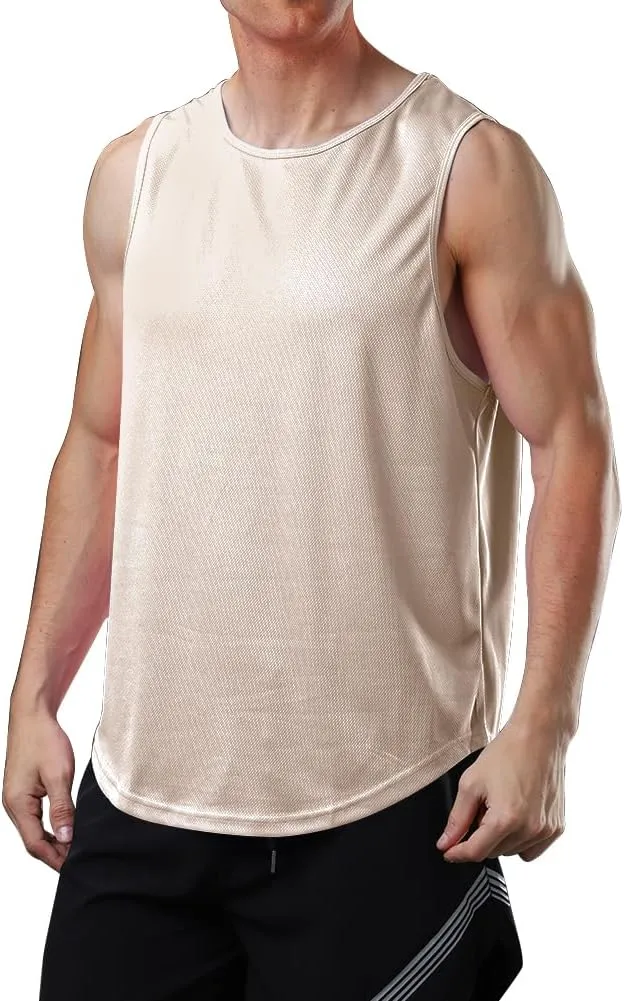 meioro Men's Workout Tank Top Mesh Sleeveless Gym Muscle T Shirts Quick Dry Bodybuilding Shirt Summer Athletic Tank Tops