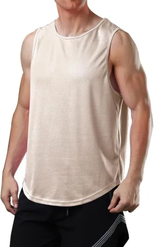 meioro Men's Workout Tank Top Mesh Sleeveless Gym Muscle T Shirts Quick Dry Bodybuilding Shirt Summer Athletic Tank Tops