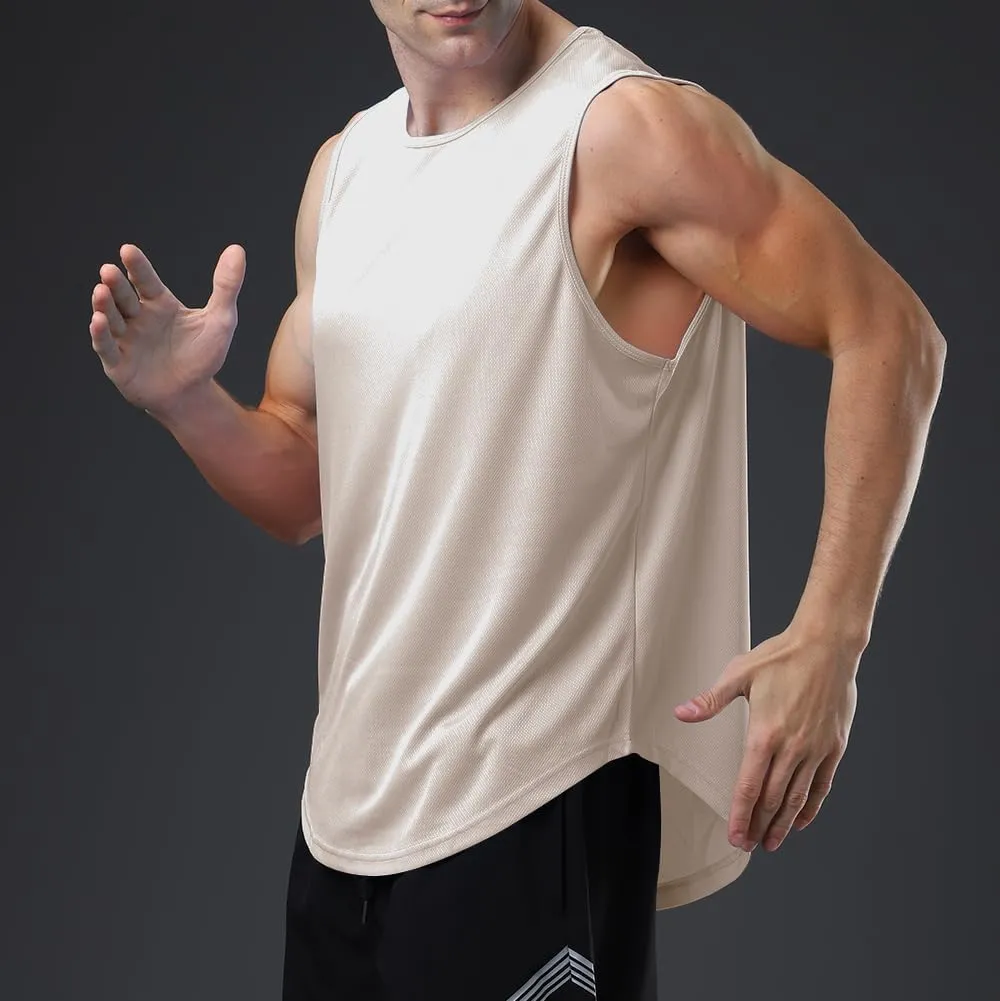 meioro Men's Workout Tank Top Mesh Sleeveless Gym Muscle T Shirts Quick Dry Bodybuilding Shirt Summer Athletic Tank Tops