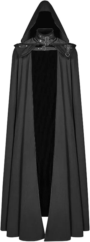 Men Hooded Robe Cloak Knight Fancy Cool Cosplay Costume Medieval Gothic Open Front Poncho Halloween Costumes Coat