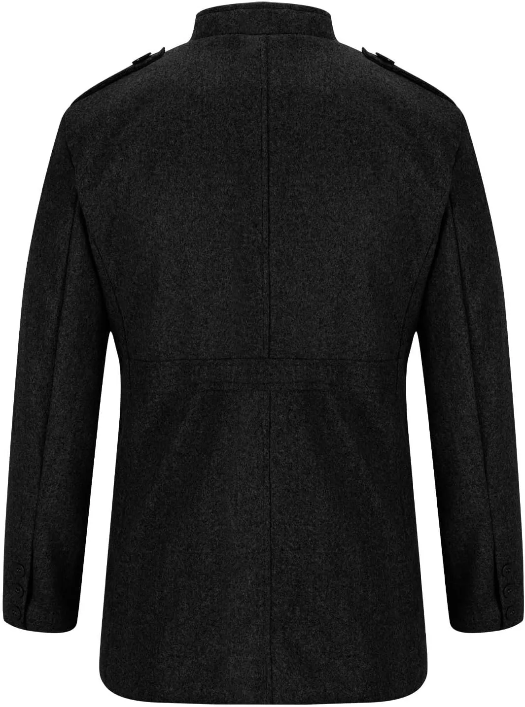 Men Trench Coat Long Sleeve Stand Collar Single Breasted Overcoat Casual Mid Long Slim Fit Pea Coat with Pocket