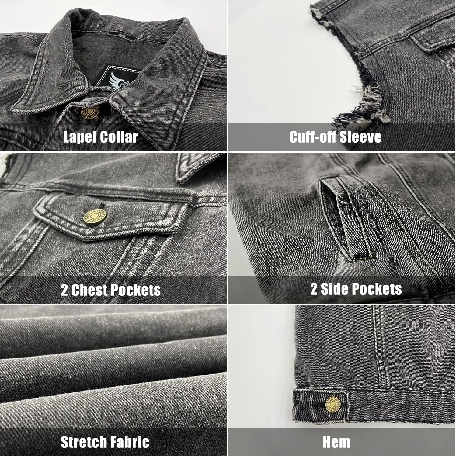 Men's Casual Jean Vest Stretchy Motorcycle Denim Sleeveless Vest
