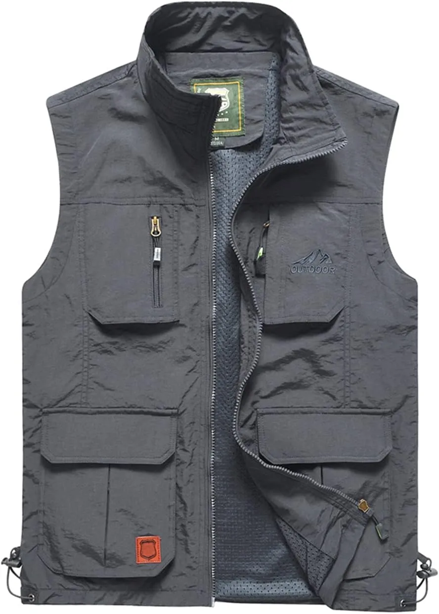 Men's Casual Outdoor Lightweight Vest Quick Dry Fishing Hunting Photo Sleeveless Vest with Pockets