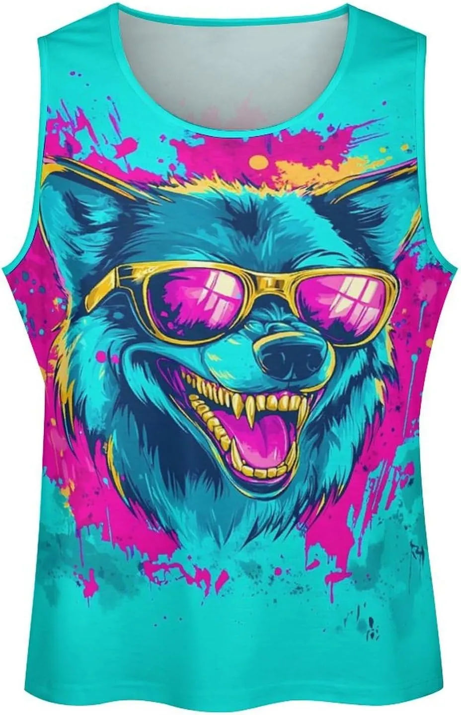 Mens Cool Wolf Graphic Tank Tops 3D Print Sleeveless Summer Casual Gym Workout Muscle T Shirts