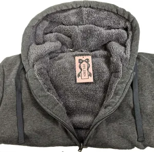 Men’s Full Zip Up Hoodies Sherpa Fleece Lined Hoodie Heavyweight Thick Flannel Jacket Heavy Duty Warm Winter Coat
