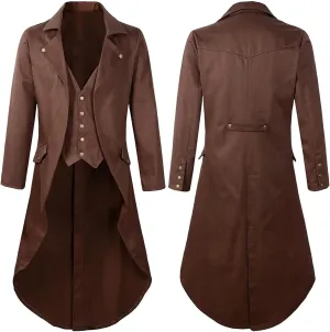 Men's Gothic Vintage Long Jacket Retro Punk Steampunk Wind Cloak Cardigan Long Trench Coats Renaissance Tuxedo Jackets