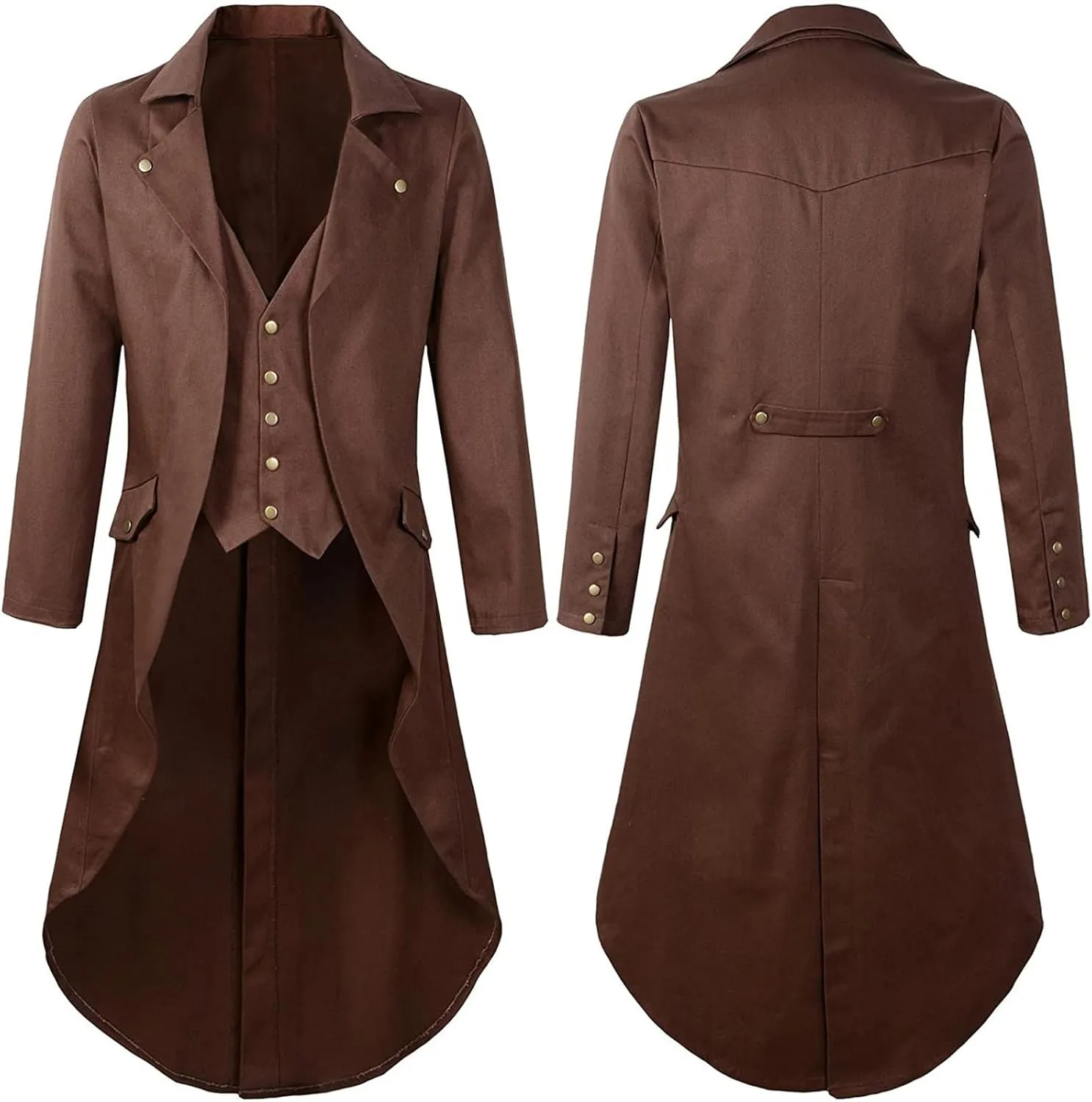 Men's Gothic Vintage Long Jacket Retro Punk Steampunk Wind Cloak Cardigan Long Trench Coats Renaissance Tuxedo Jackets