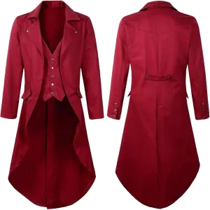 Men's Gothic Vintage Long Jacket Retro Punk Steampunk Wind Cloak Cardigan Long Trench Coats Renaissance Tuxedo Jackets