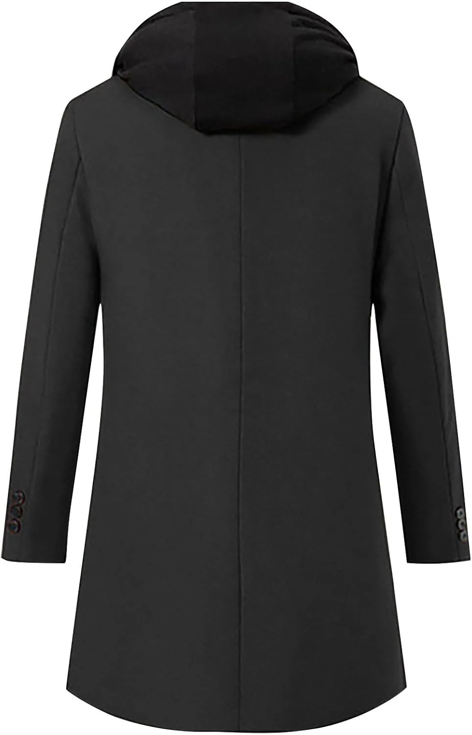 Men's Long Trench Coat Winter Peacoat Slim Fit Wool Trench Jacket Single Breasted Trench Coat with Hood