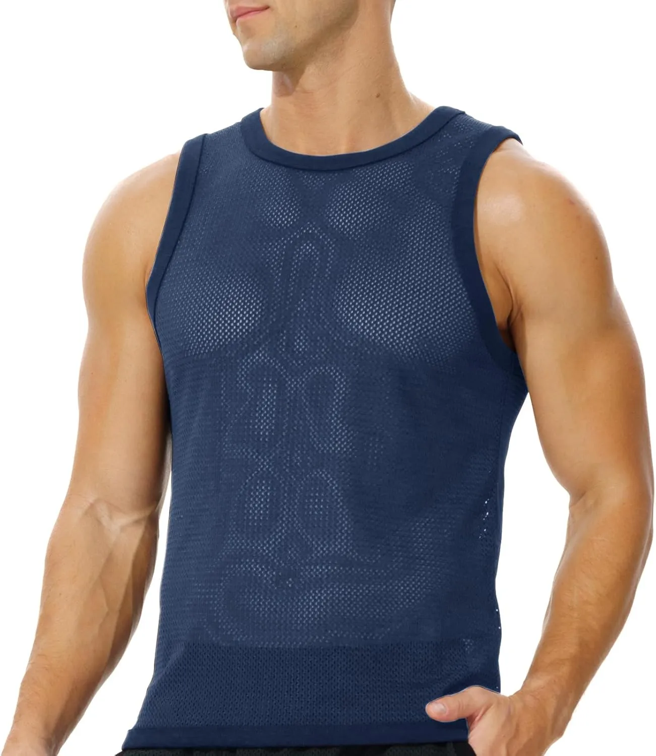 Men's Mesh Workout Tank Top Fitted Sleeveless Shirt for Casual Gym Muscle Training