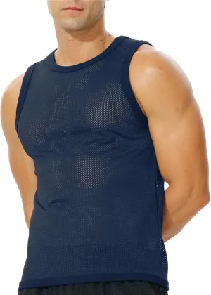 Men's Mesh Workout Tank Top Fitted Sleeveless Shirt for Casual Gym Muscle Training