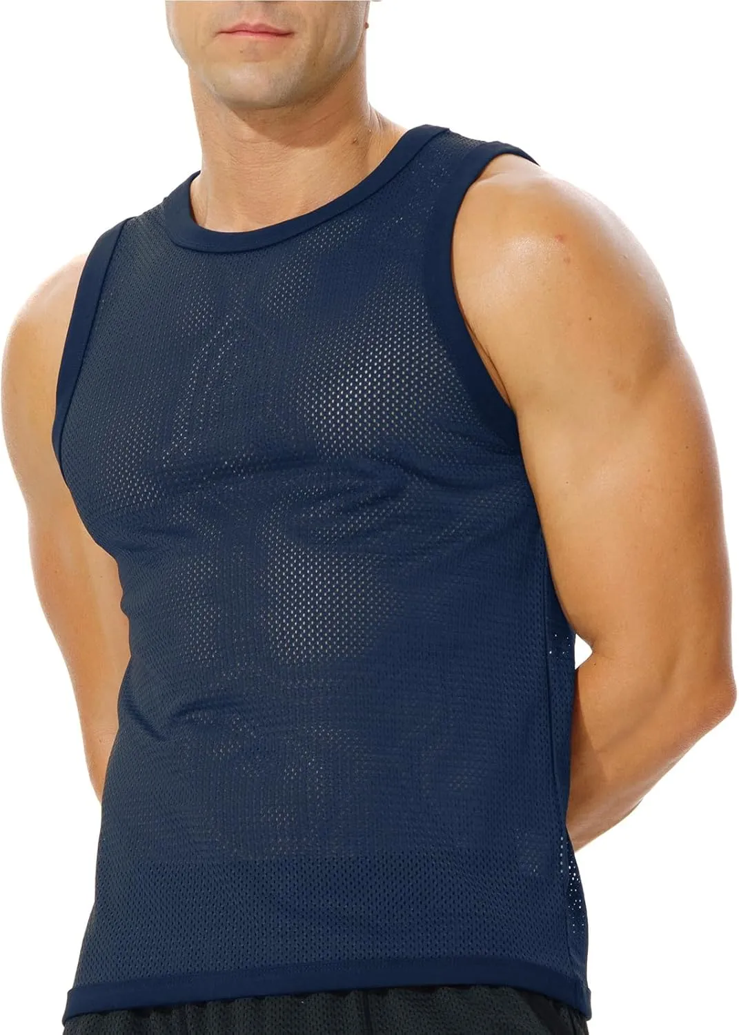 Men's Mesh Workout Tank Top Fitted Sleeveless Shirt for Casual Gym Muscle Training