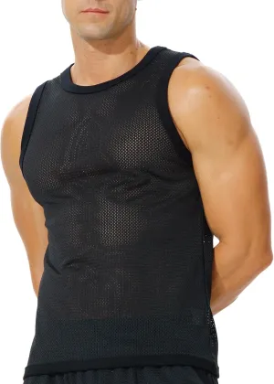 Men's Mesh Workout Tank Top Fitted Sleeveless Shirt for Casual Gym Muscle Training