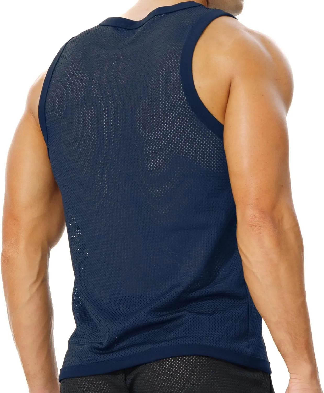 Men's Mesh Workout Tank Top Fitted Sleeveless Shirt for Casual Gym Muscle Training