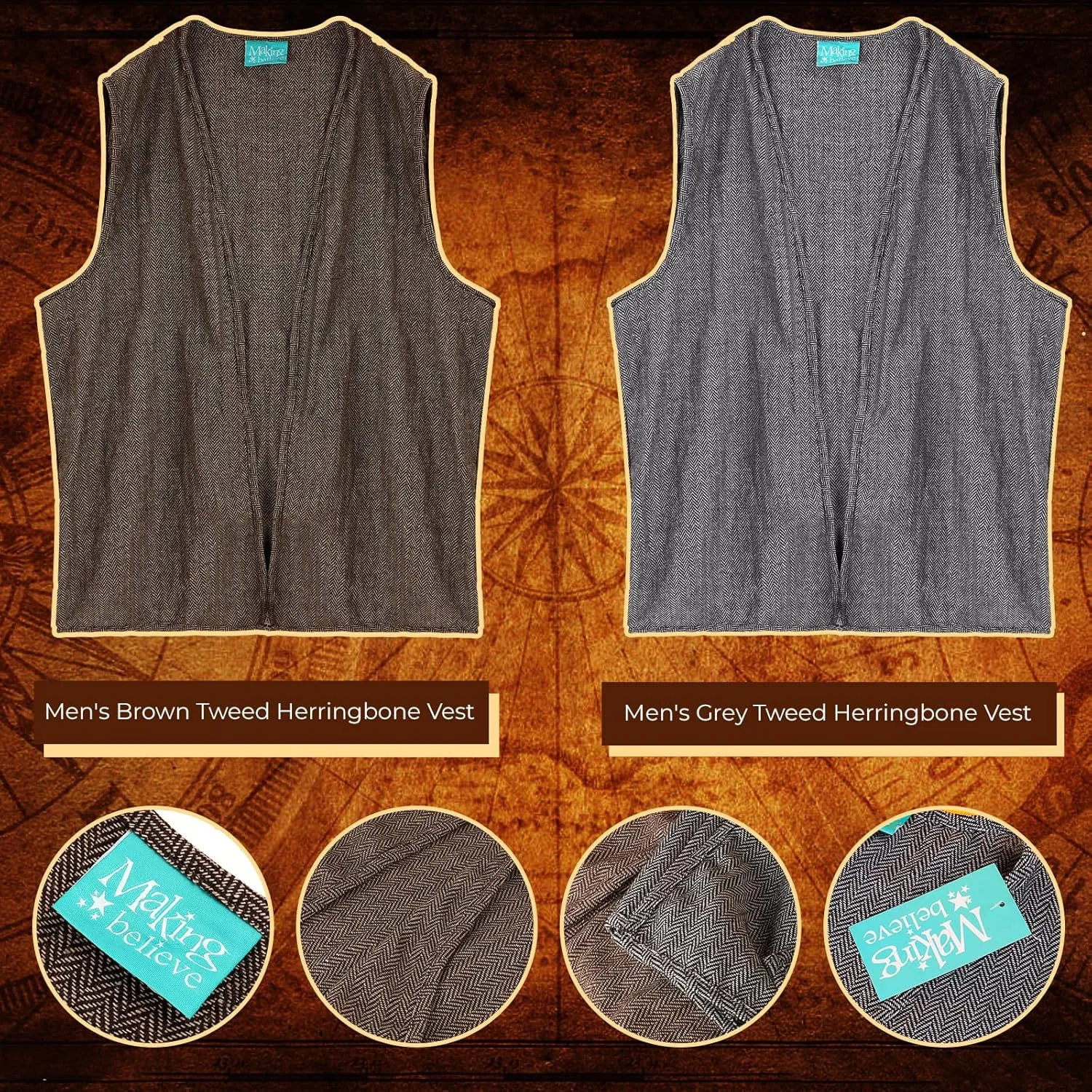 Men's Peasant Vest  Viking, Pirate, and Medieval Rennaissance Faire Costume Vest for Men (Choose Color and Size)