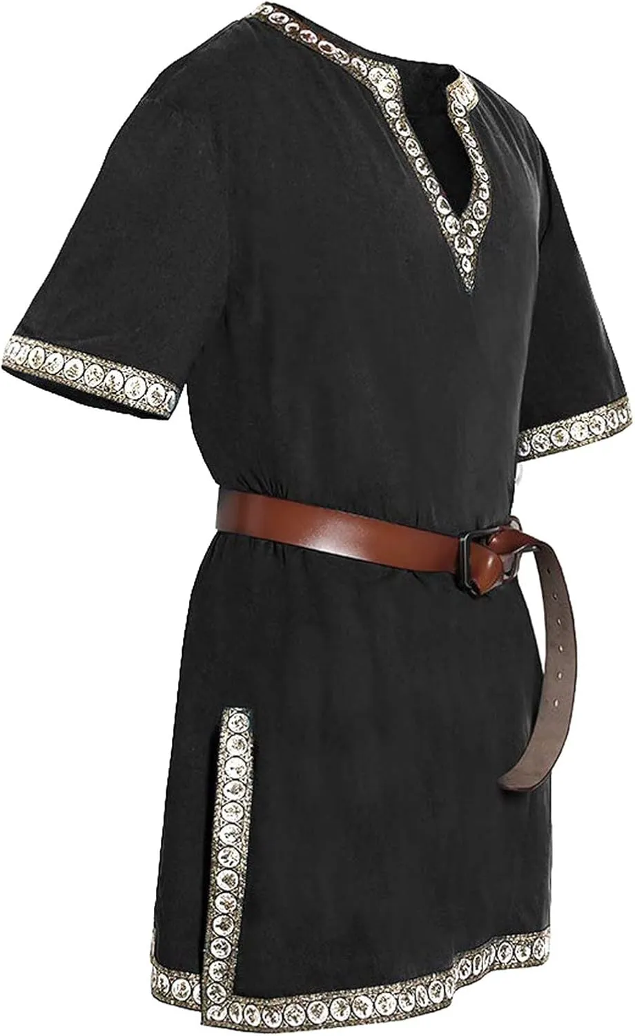Mens Renaissance Shirts Medieval Costume Halloween Tunic Vintage Shirts Viking Knight Pirate Warrior Top with Belt Tops