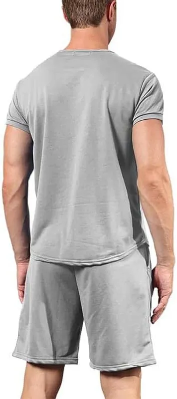 Men's Shirt and Shorts Set 2 Piece Outfits Fashion Summer Tracksuits Casual Sportwear Set