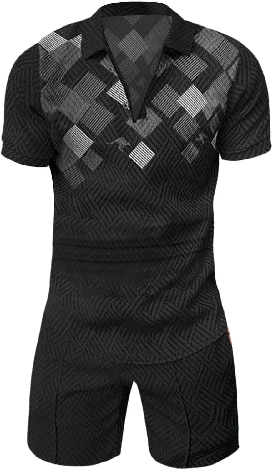 Mens Short Sets 2 Piece Outfits Polo Shirt Hawaiian Summer Tracksuits Casual Set Short Sleeve and Shorts Set for Men