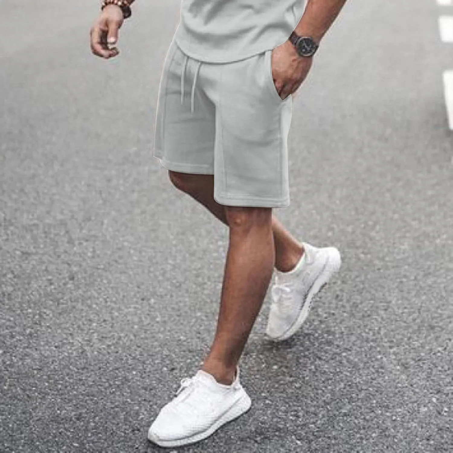 Mens Short Sets 2 Piece Outfits Summer Casual Muscle Gym Workout Athletic T Shirt Outfits for Men